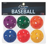 Plastic 9" Baseballs [Set of 6] Asorted Colors